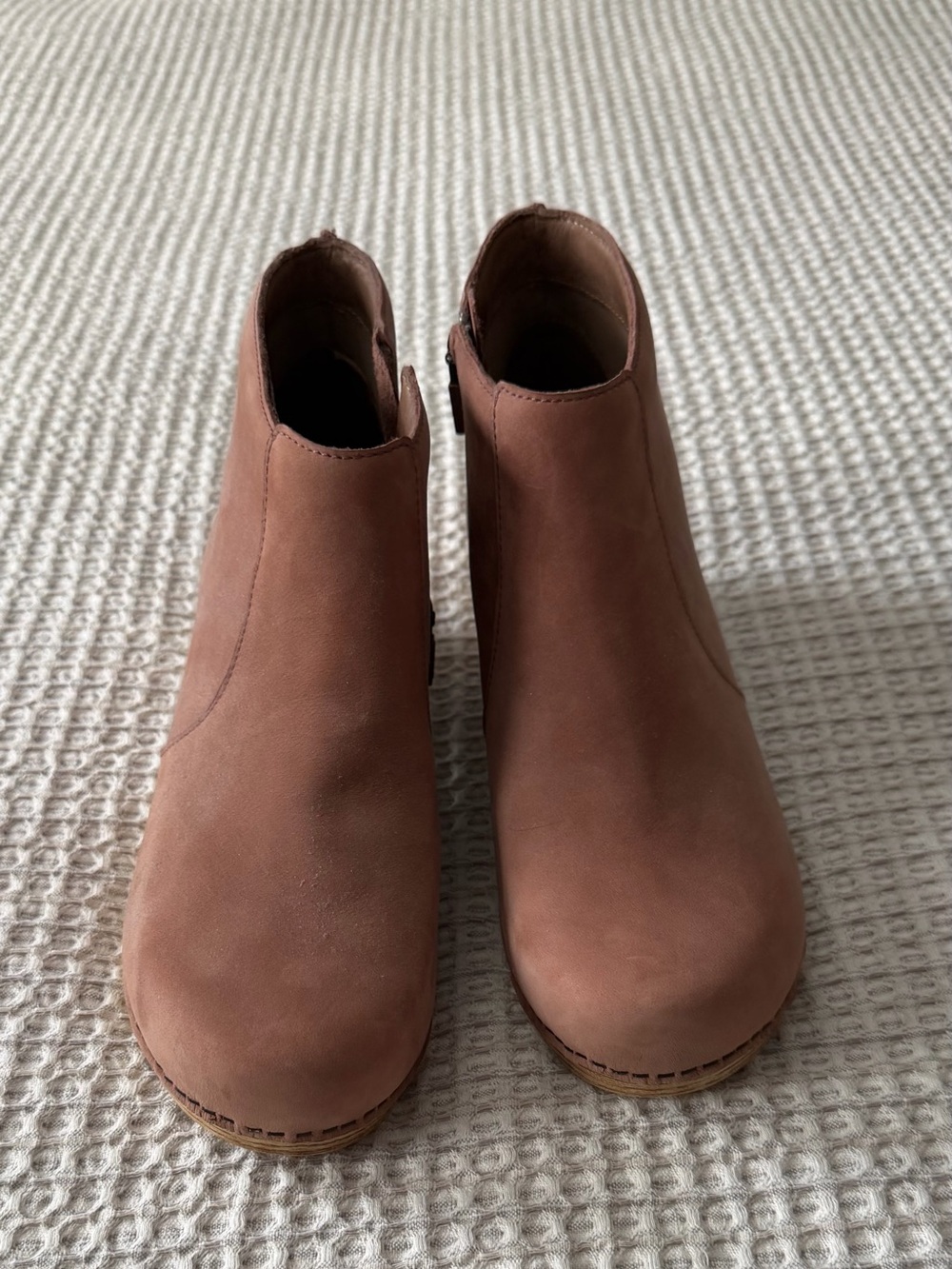 Dansko Women's Chestnut Brown Suede Ankle Booties with Side Zip - Picture 3 of 7